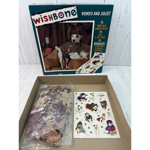 2 Wishbone Puzzles 100 pc Romeo Juliet Journey Center Earth + Toys Figures 1997 - Picture 5 of 16